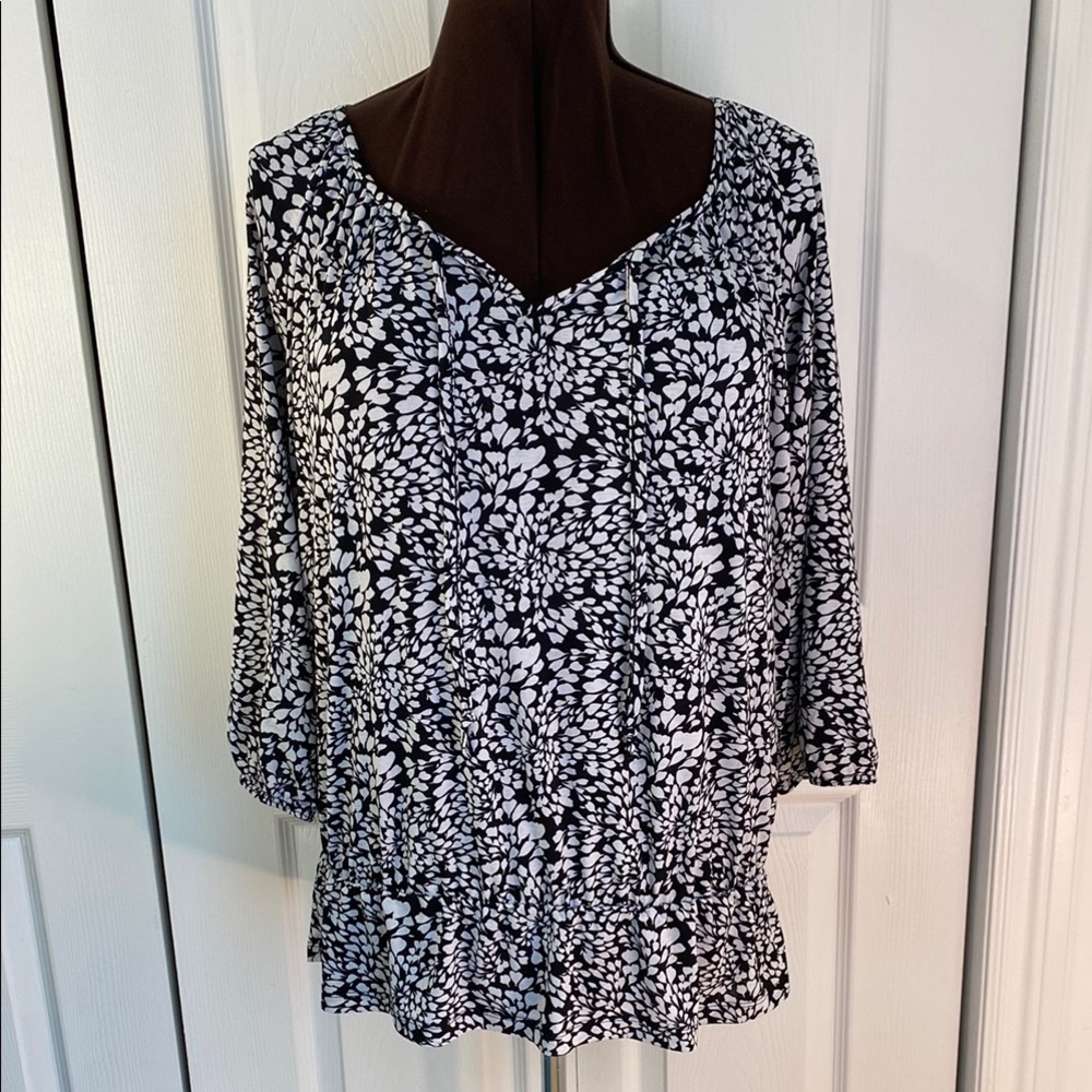 2 for $25 - Reitmans Tunic Blouse, Black and White, Relaxed Fit, XXL Plus, 18